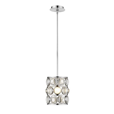 Eternity 1 Light Mini Pendant, Chrome & Clear